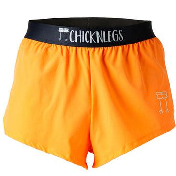 Ghost image of Chicknlegs men's 2 inch split running shorts in the neon orange design