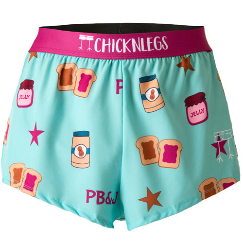 Ghost image of the ChicknLegs men's PB&J 2 inch split running shorts.