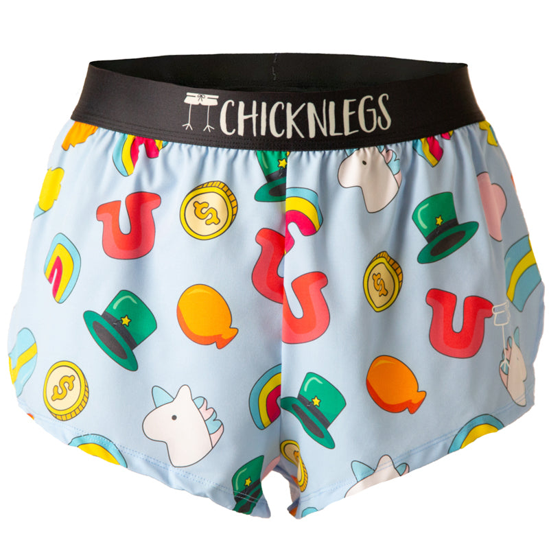 Ghost image of Chicknlegs men's 2 inch split running shorts in the charms design