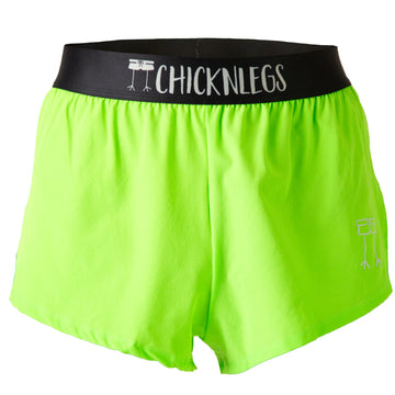 Ghost image of Chicknlegs men's 2 inch split running shorts in the neon green design