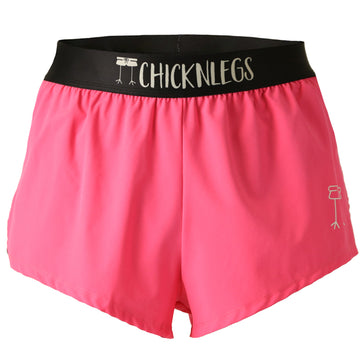 Ghost image of Chicknlegs men's 2 inch split running shorts in the neon pink design