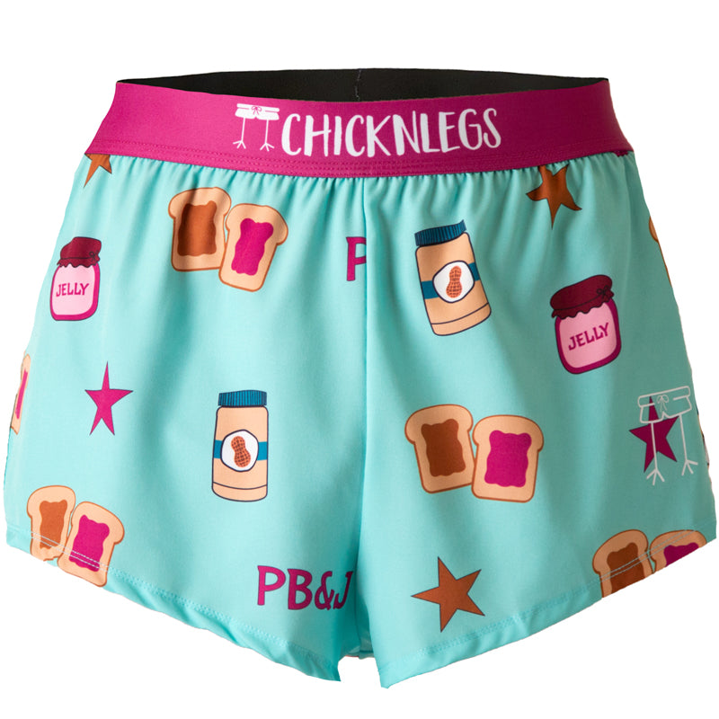 Ghost image of the ChicknLegs men's PB&J 2 inch split running shorts.