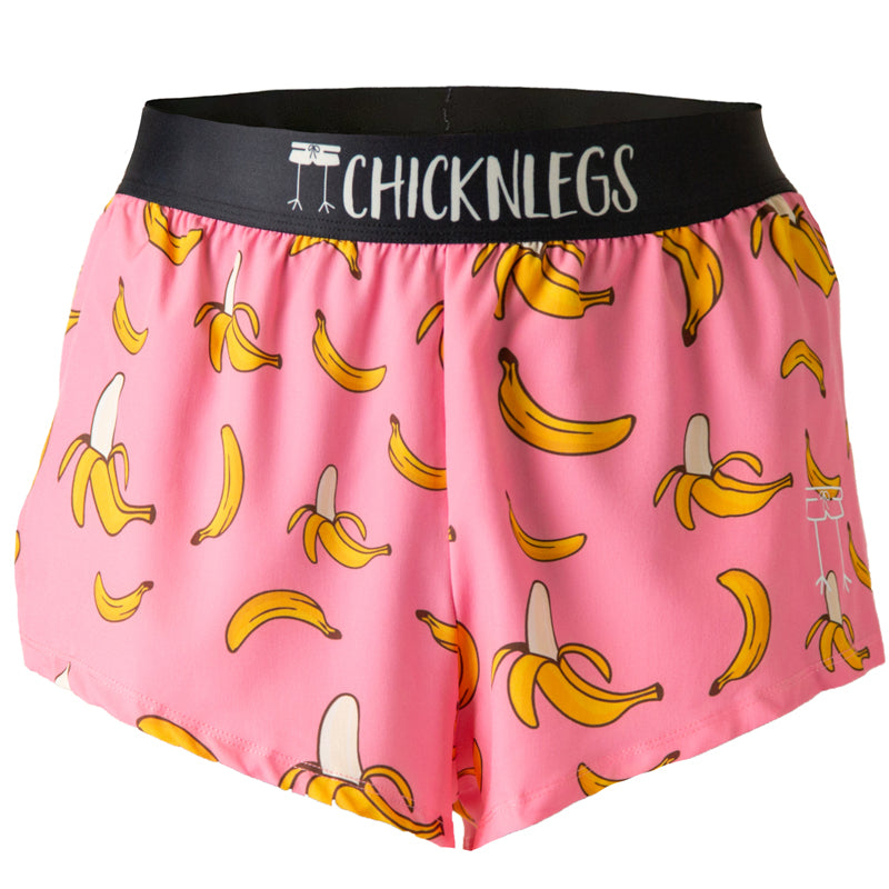 Ghost image of Chicknlegs men's 2 inch split running shorts in the  designink banana