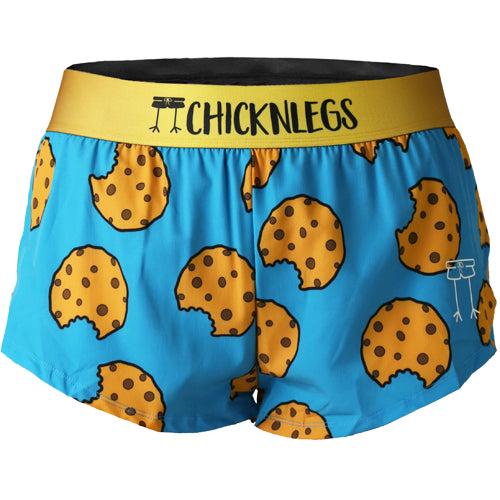 Closeup product shot of the women's cookies 1.5 inch split running shorts from ChicknLegs.