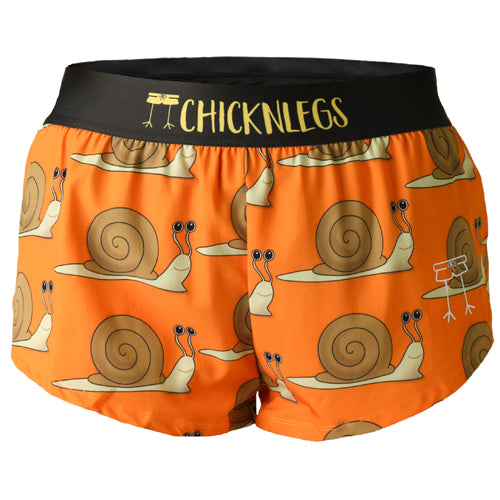 Closeup product shot of the women's snails 1.5 inch split running shorts from ChicknLegs.