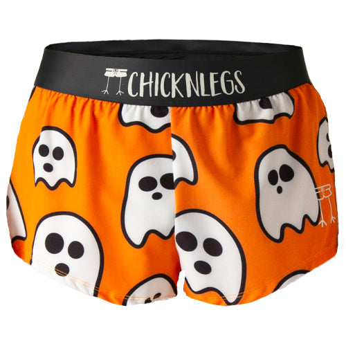 Chicknlegs Ghost design is show for the ghost image of the women's 1.5" split running short.