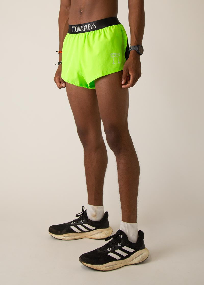 Men s Neon Green 2 Split Shorts ChicknLegs