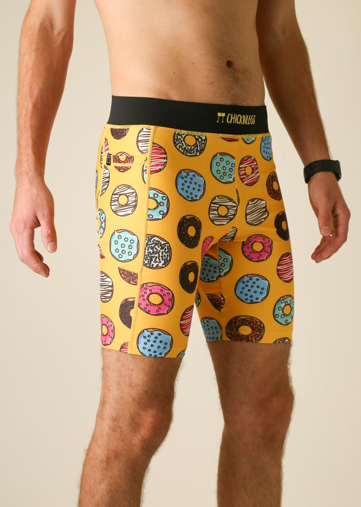 Chicknlegs Mens 8 inch half tights with pocket donuts right view