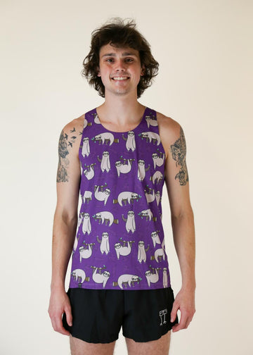 Front view of the men's sloths performance running singlet.