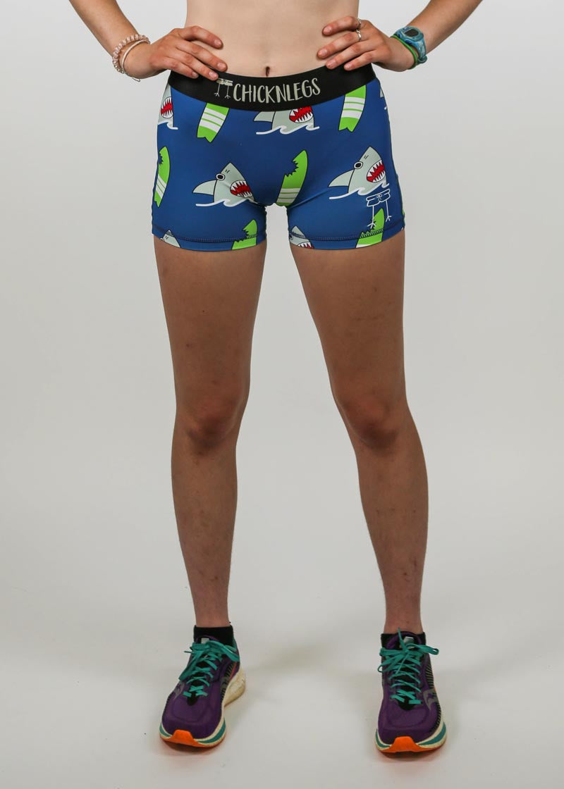 Women s Blue Sharks 3 Compression Shorts