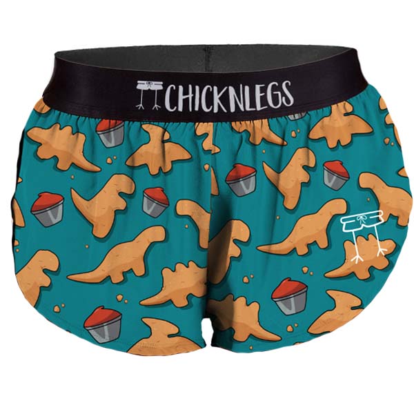 chicknlegs womens 1.5 inch split shorts dino nuggets ghost image