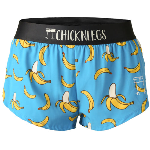 Women's 1.5 inch blue bananas running shorts from ChicknLegs.