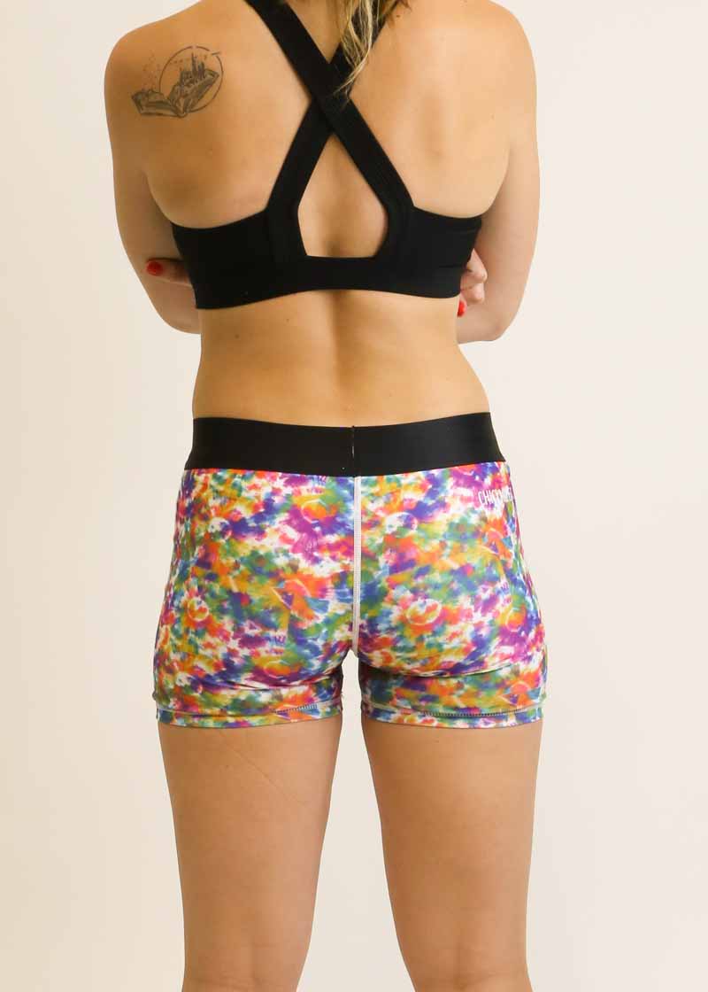 Women'S Tie Dye Print Elastic High Waist Compression Yoga Shorts Running  Shorts