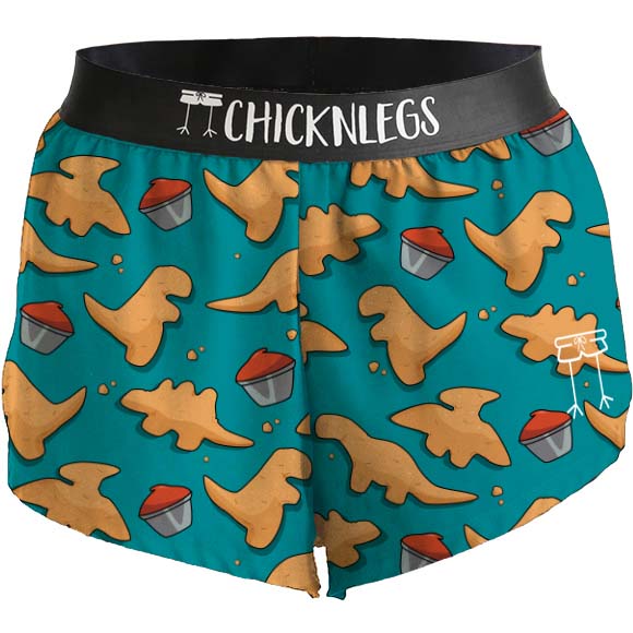 chicknlegs mens 2 inch split shorts dino nuggets ghost image