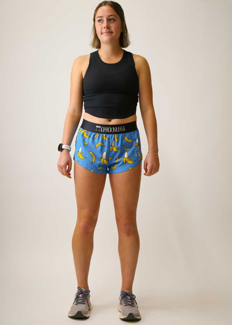  ChicknLegs Women's 1.5 Split Running Shorts (XS, Blue Bolts) :  Clothing, Shoes & Jewelry