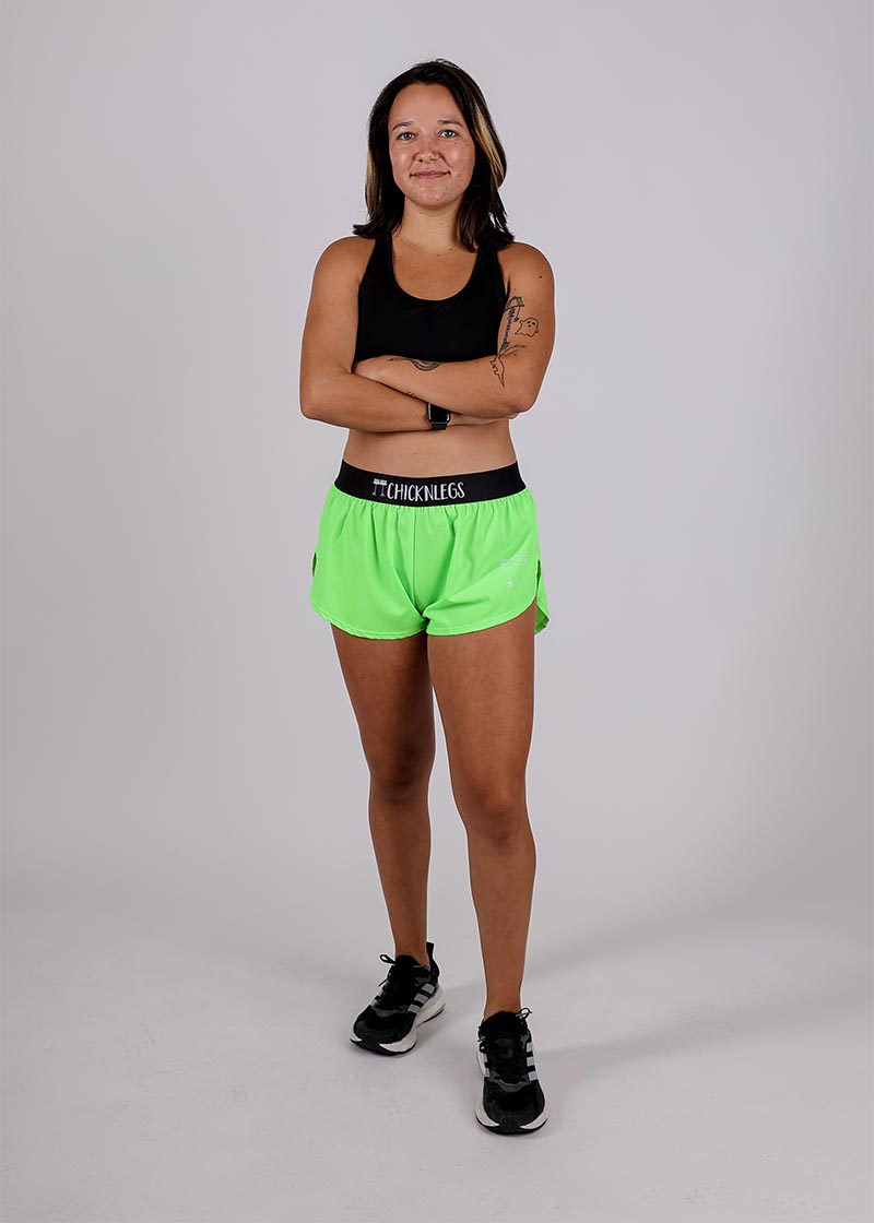 Green store running shorts