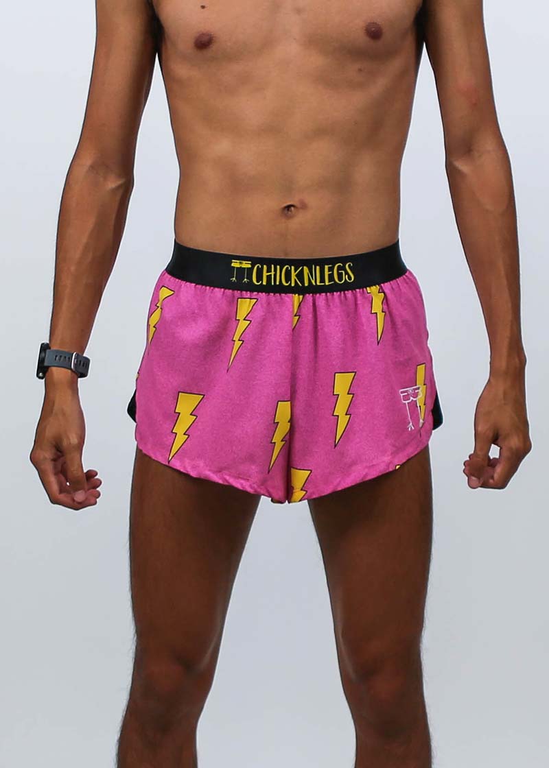 Men's Hot Pink Bolts 2 Split Shorts – ChicknLegs